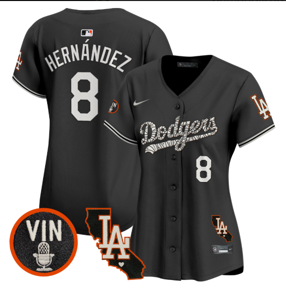 Women Los Angeles Dodgers #8 Hernandez 2025 black Limited Stitched Jersey